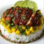 Honey Lime Chicken & Mango Cilantro Rice Stack Recipe