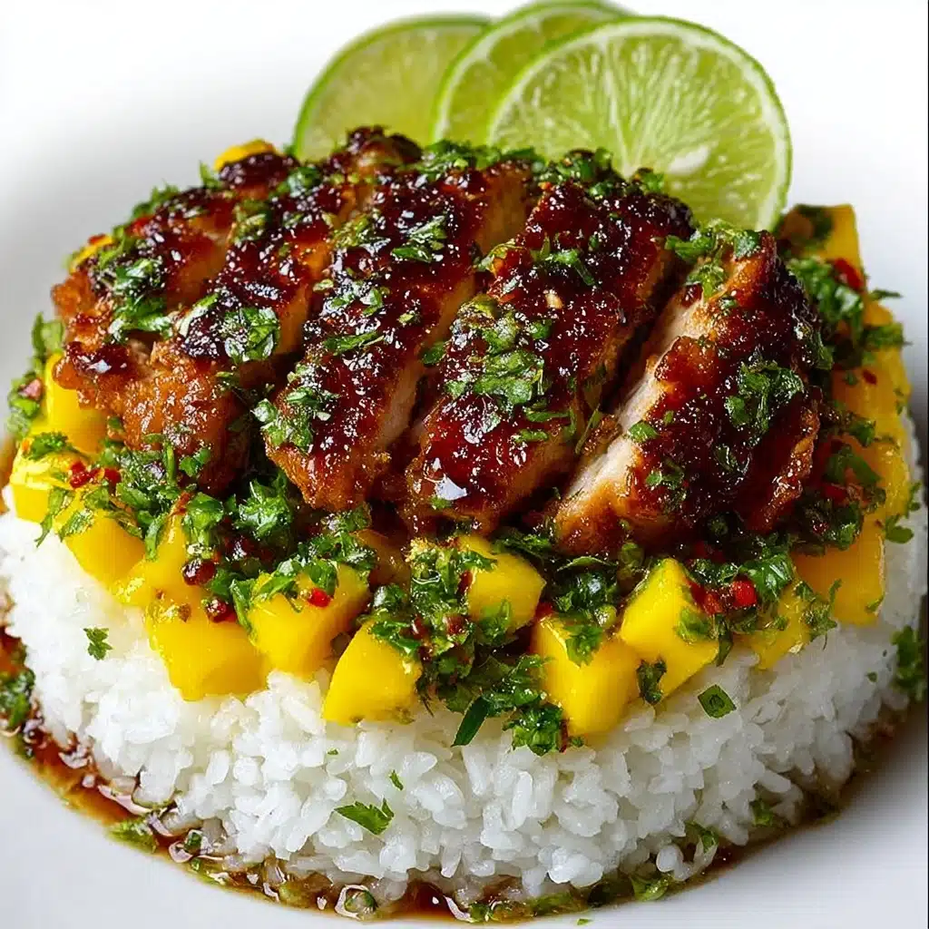 Honey Lime Chicken & Mango Cilantro Rice Stack Recipe