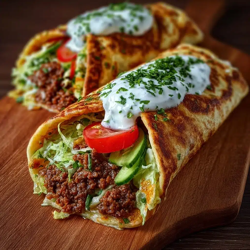 Greek Beef Wraps with Whipped Feta Yogurt Sauce Recipe