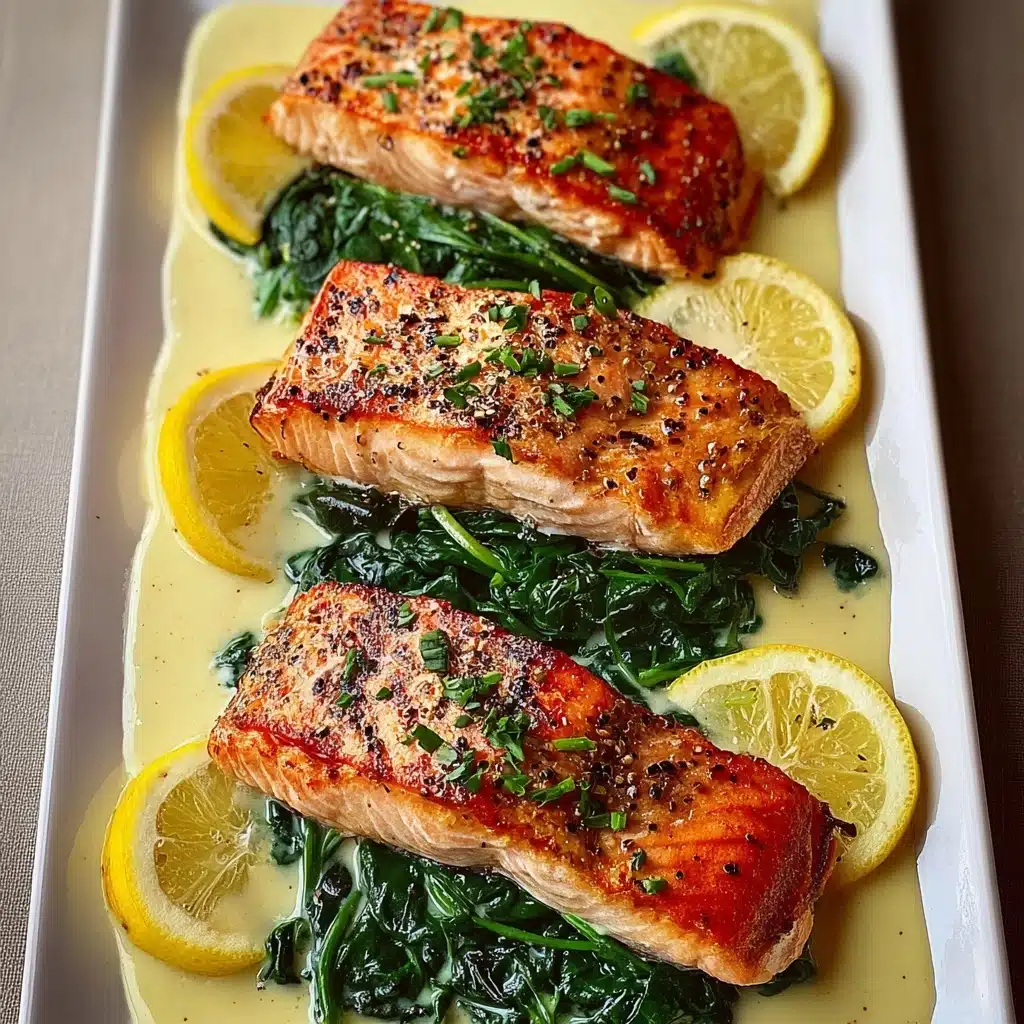Pan-Seared Salmon with Spinach Florentine Recipe - Recipe Image