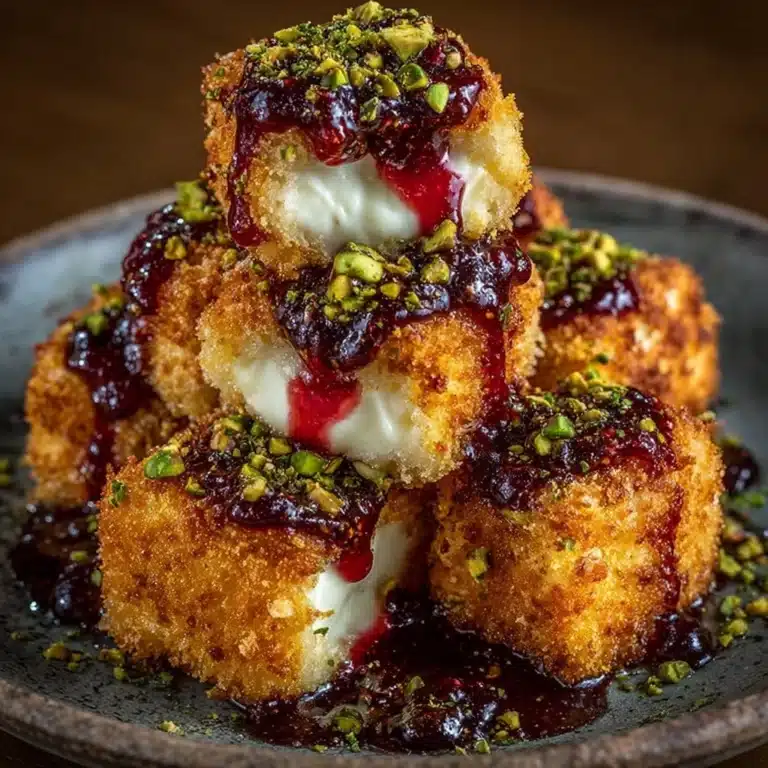 Pistachio-Crusted Brie Bites with Raspberry Hot Honey Glaze Recipe