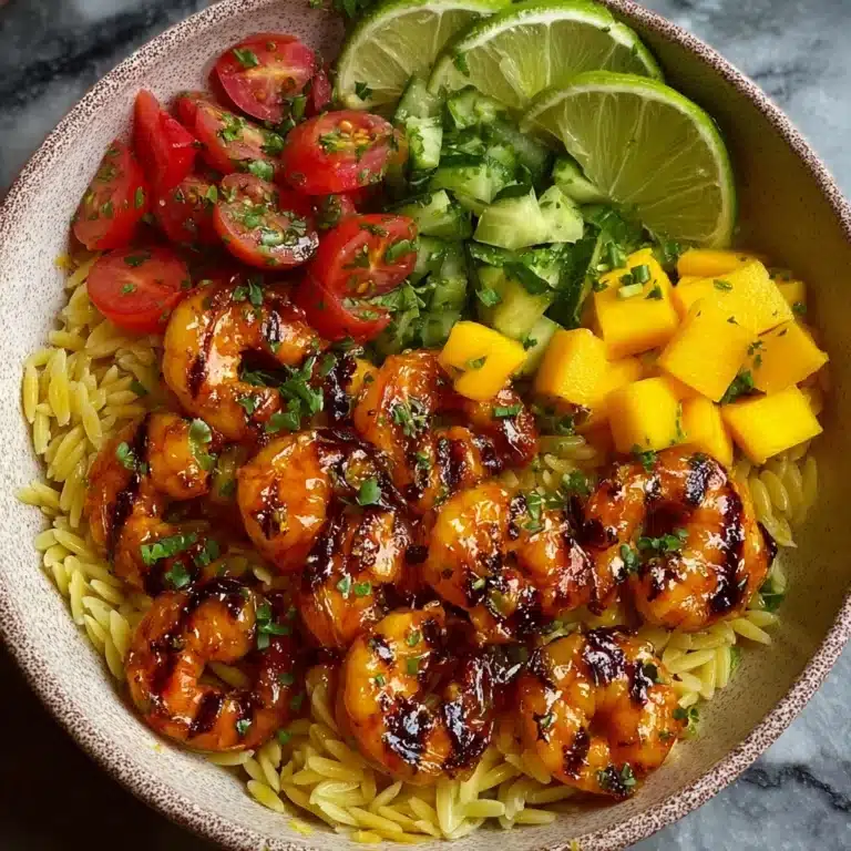 Spicy Mango Chili Shrimp Orzo Bowl Recipe