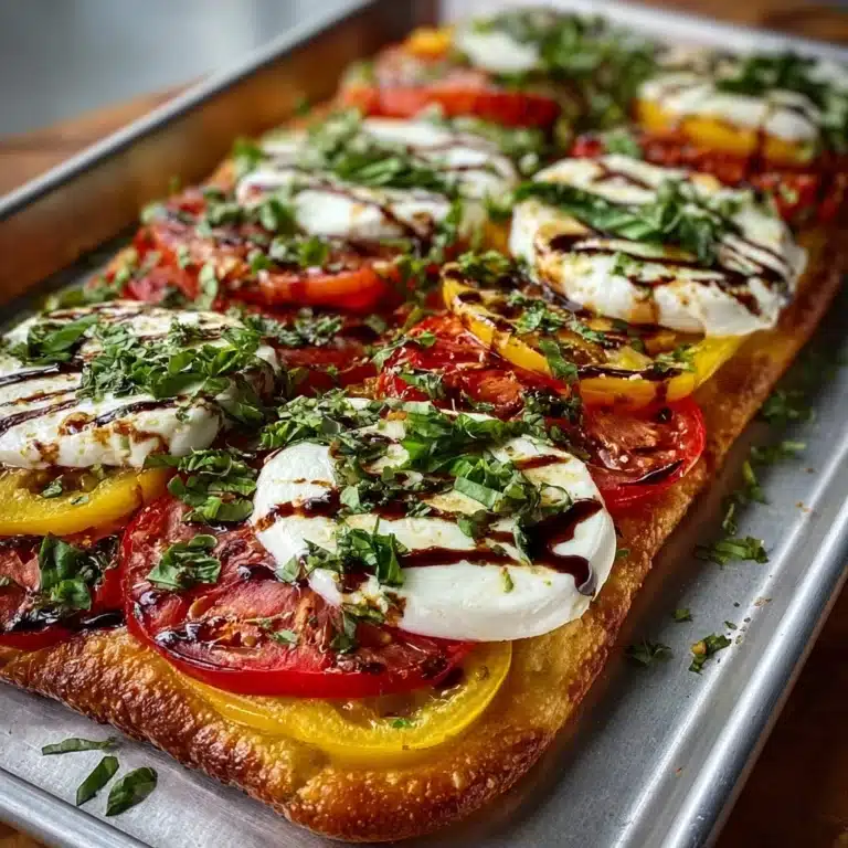 Heirloom Tomato & Burrata Flatbread with Basil Drizzle Recipe