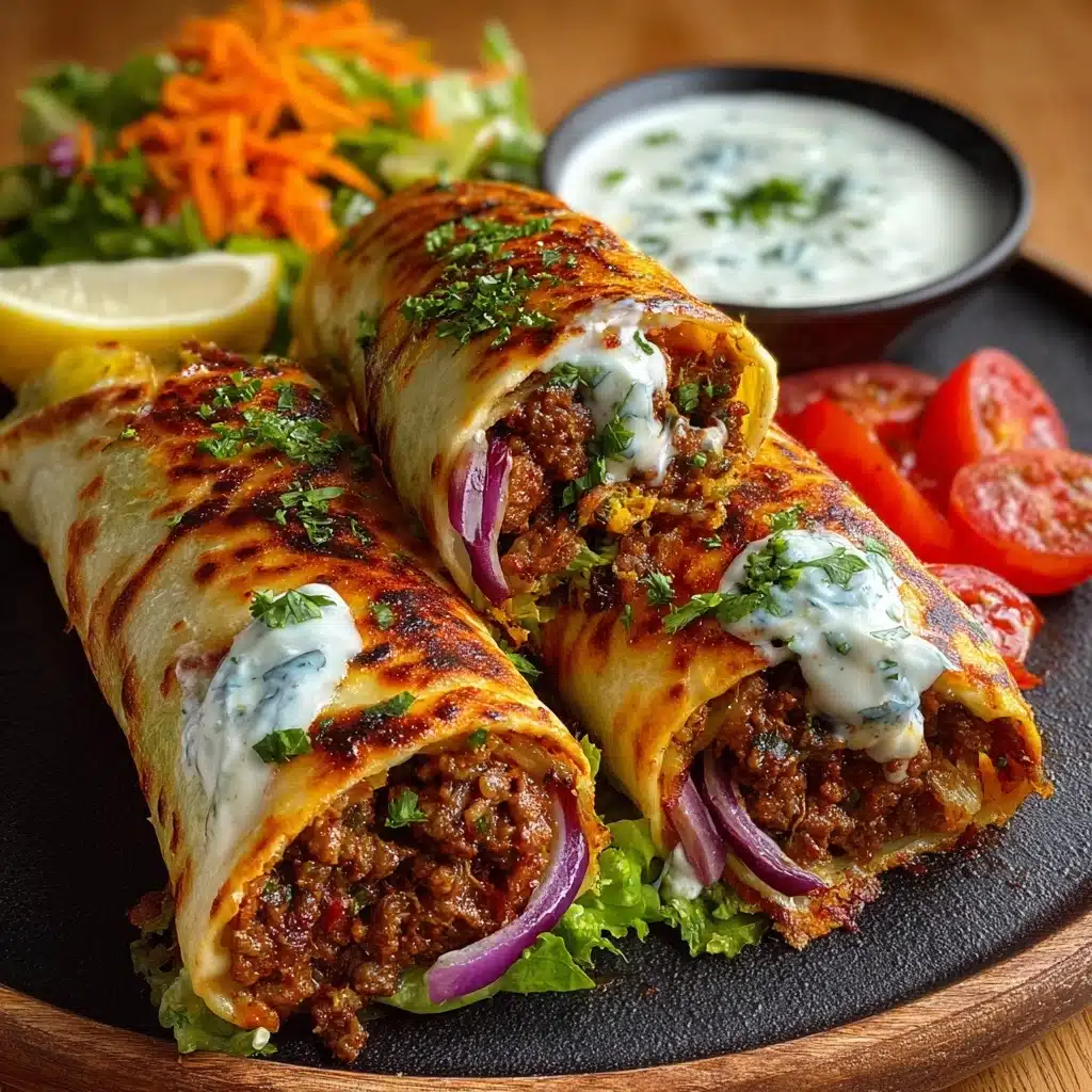 Greek Beef Wraps with Spicy Feta Sauce Recipe - Recipe Image
