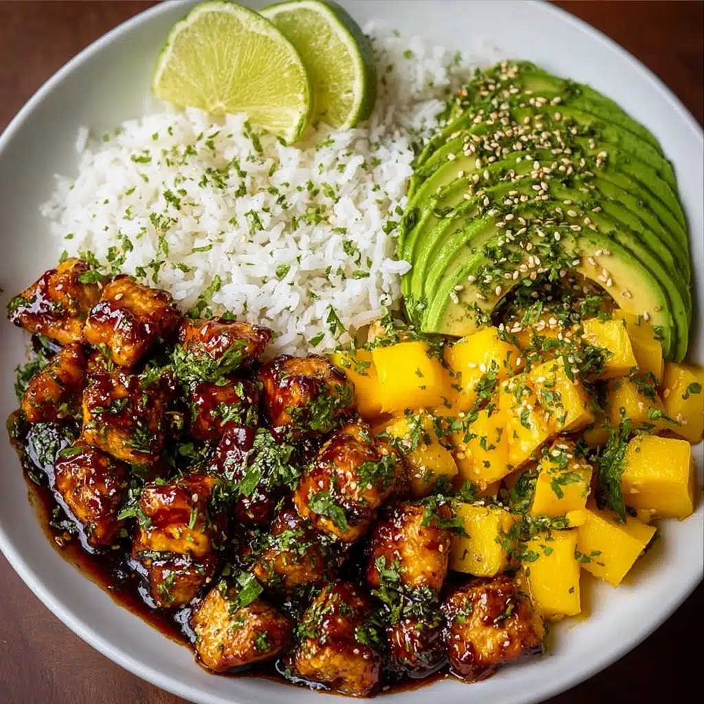 Honey Lime Chicken & Mango Avocado Cilantro Rice Stack Recipe