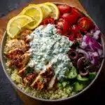 Greek Chicken Gyro Bowls with Creamy Tahini Feta Sauce Recipe