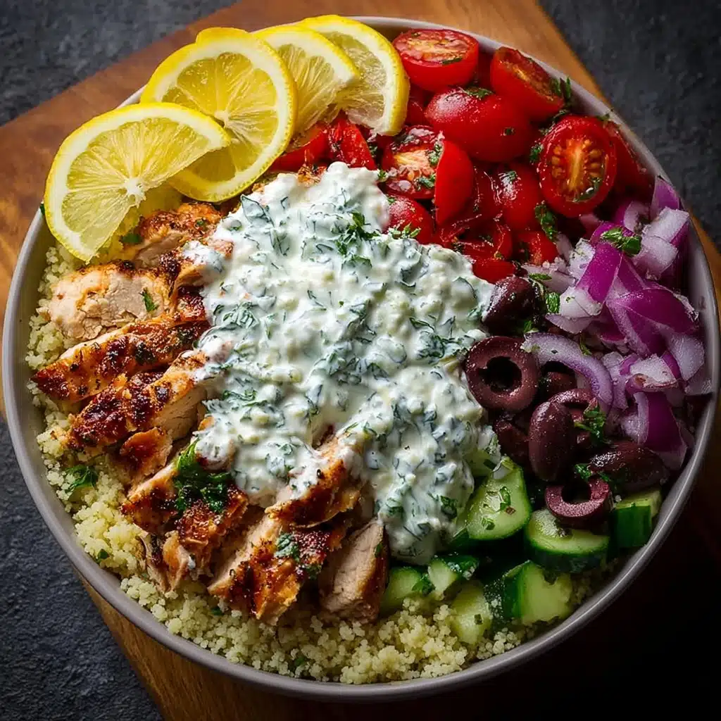 Greek Chicken Gyro Bowls with Creamy Tahini Feta Sauce Recipe