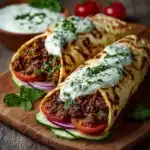 Beef Pita Wraps with Garlic Yogurt Sauce Recipe