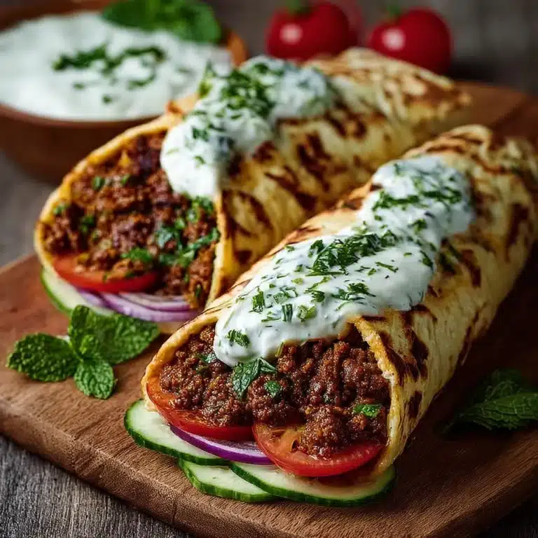 Beef Pita Wraps with Garlic Yogurt Sauce Recipe
