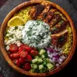 Greek Chicken Gyro Bowl with Garlic Tzatziki Feta Recipe