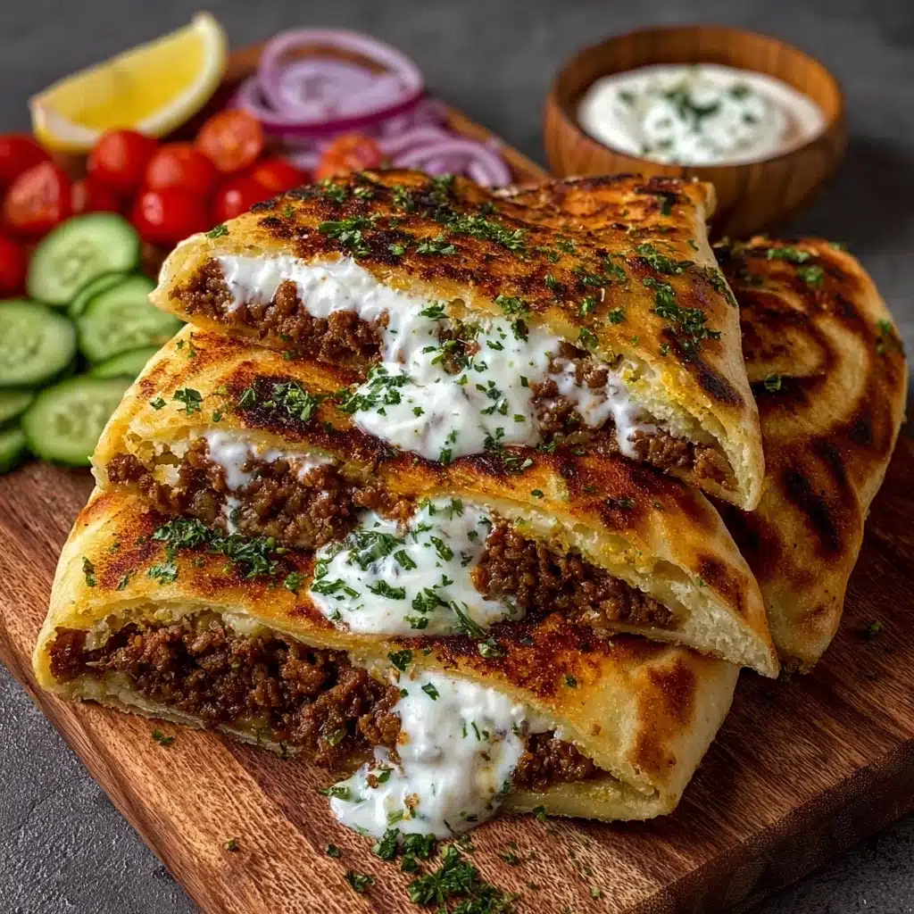 Mediterranean Ground Beef Pita Wraps with Creamy Feta Sauce Recipe - Recipe Image