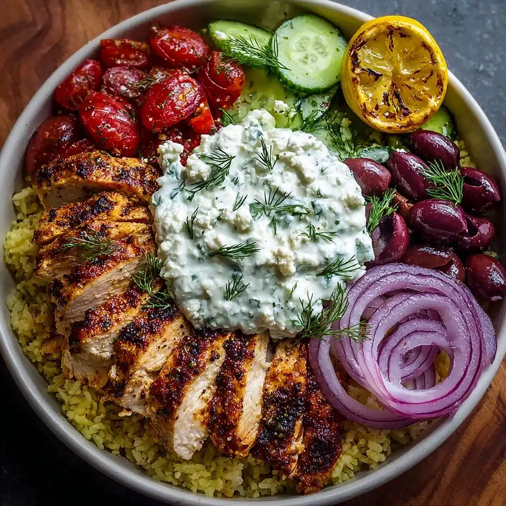 Greek Chicken Gyro Bowl with Spicy Tzatziki Feta Recipe - Recipe Image