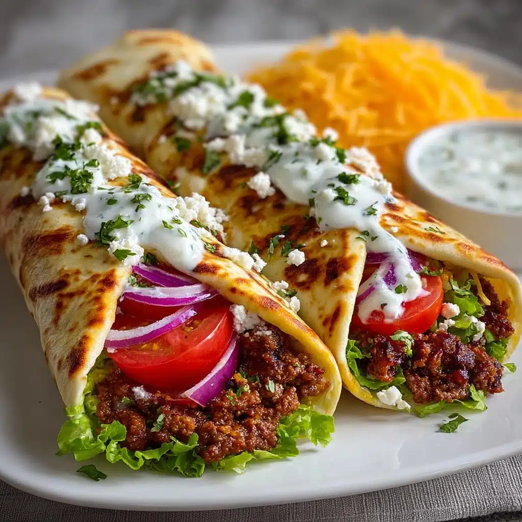 Greek Beef Wraps with Lemon Feta Sauce Recipe