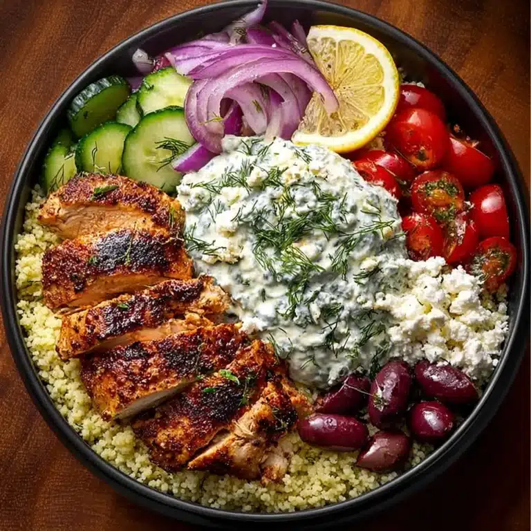 Greek Chicken Gyro Bowl with Dill Tzatziki Feta Recipe
