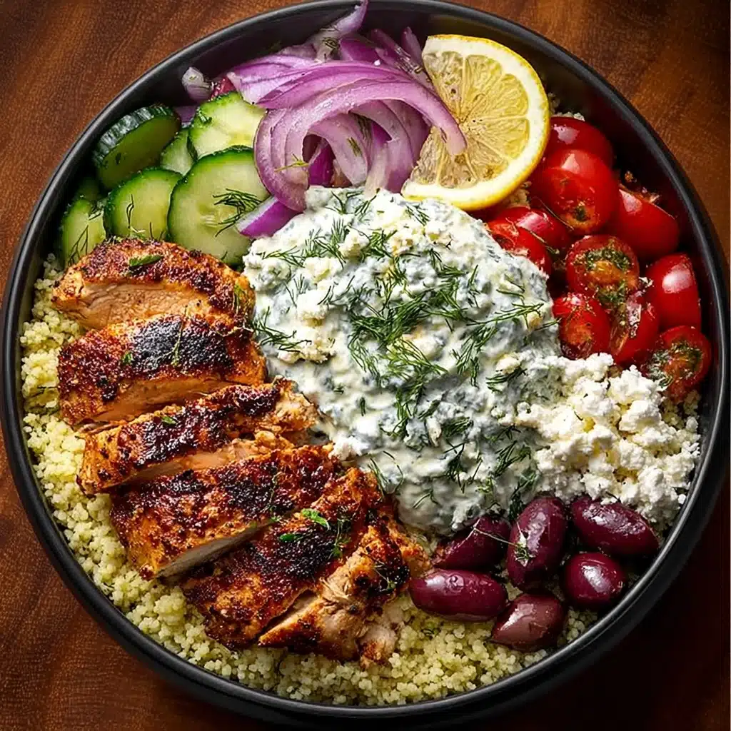 Greek Chicken Gyro Bowl with Dill Tzatziki Feta Recipe - Recipe Image