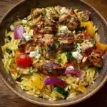 Balsamic Chicken Orzo with Roasted Veggies & Feta Recipe