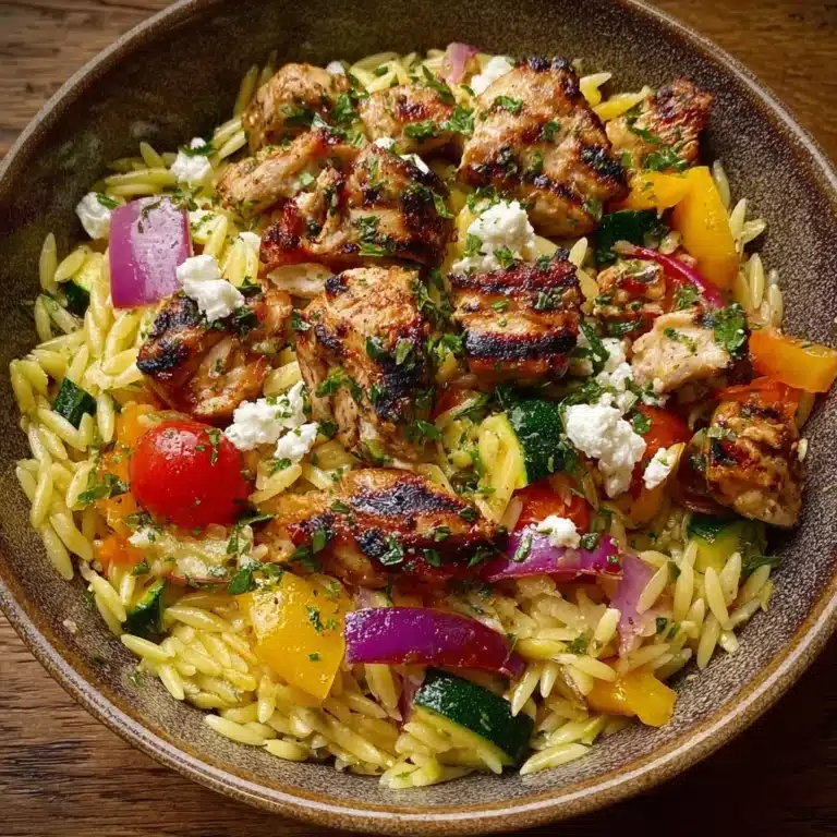 Balsamic Chicken Orzo with Roasted Veggies & Feta Recipe