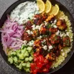 Greek Chicken Gyro Bowl with Herb Tzatziki Feta Recipe