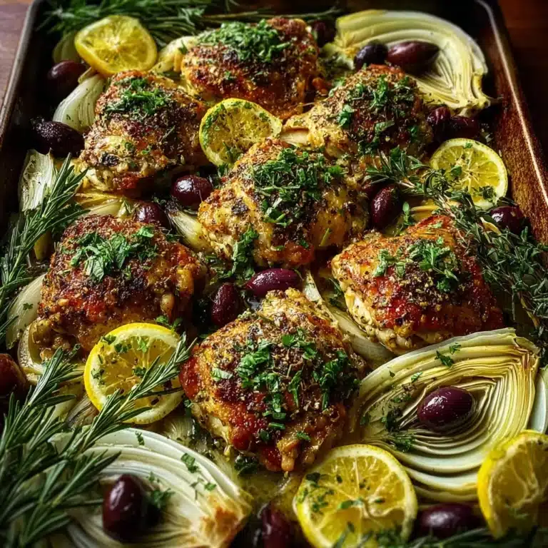 Lemon Thyme Chicken Thighs with Roasted Fennel & Olives Recipe