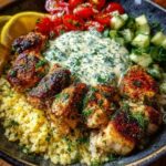 Greek Chicken Souvlaki Bowls with Lemon Garlic Sauce Recipe