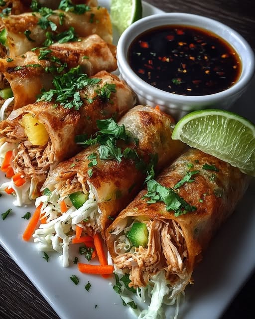 Crispy Pineapple Jalapeño Chicken Rice Paper Wraps Recipe