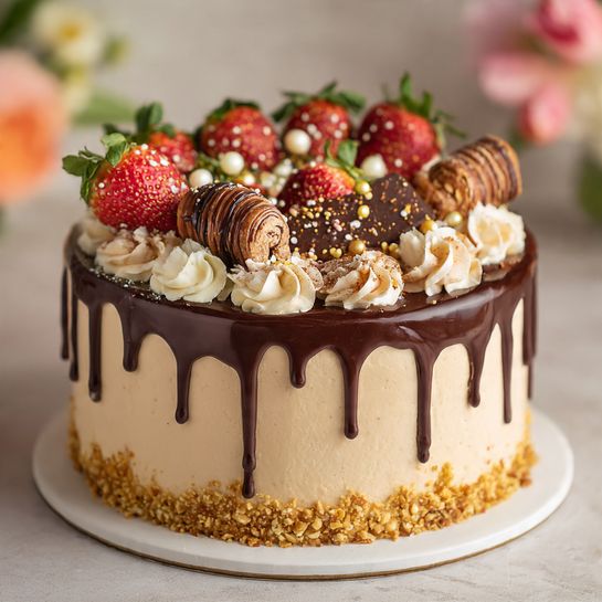 Chocolate Hazelnut Strawberry Cake Recipe