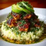 Honey Lime Chicken & Avocado Herb Cauliflower Rice Stack Recipe