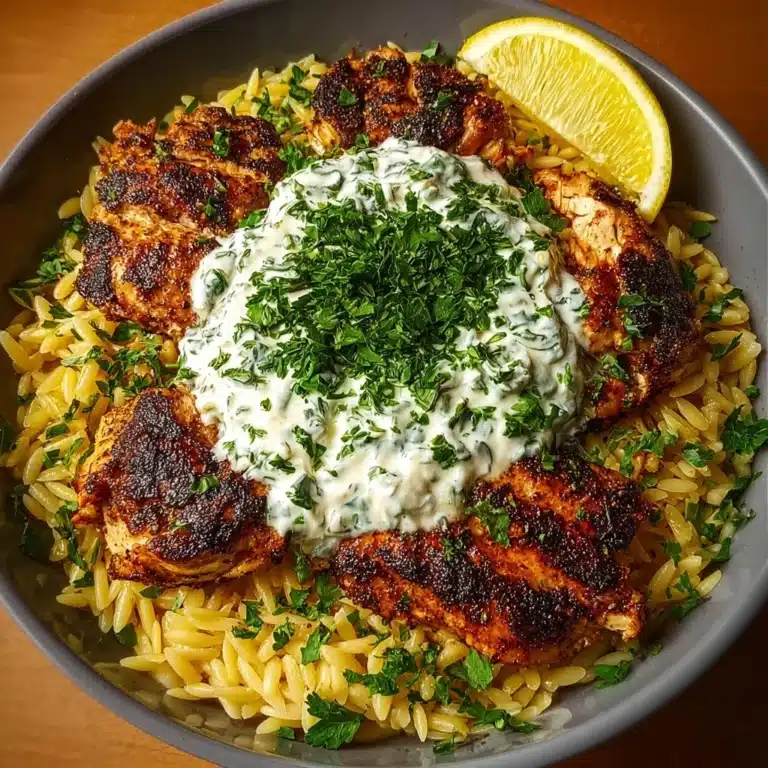 Lemon Garlic Chicken Orzo with Yogurt Whipped Feta Recipe