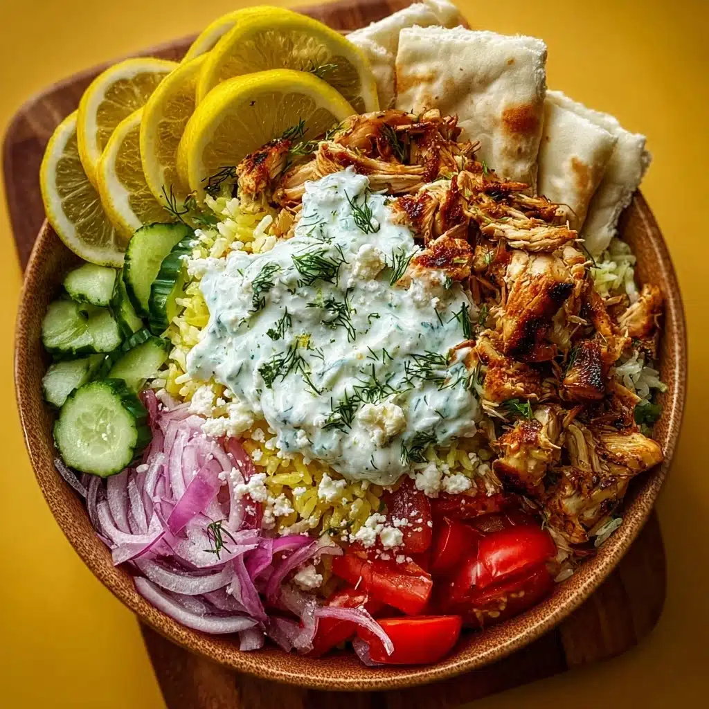 Greek Chicken Gyro Bowl with Lemon Tzatziki Feta Recipe - Recipe Image