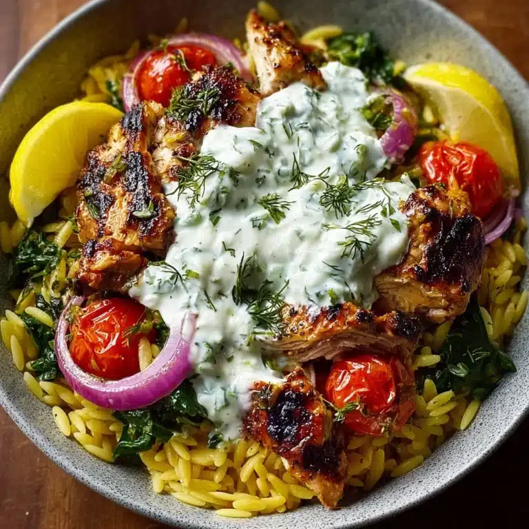 Lemon Dijon Chicken Orzo Bowl with Lemon Whipped Feta Sauce Recipe