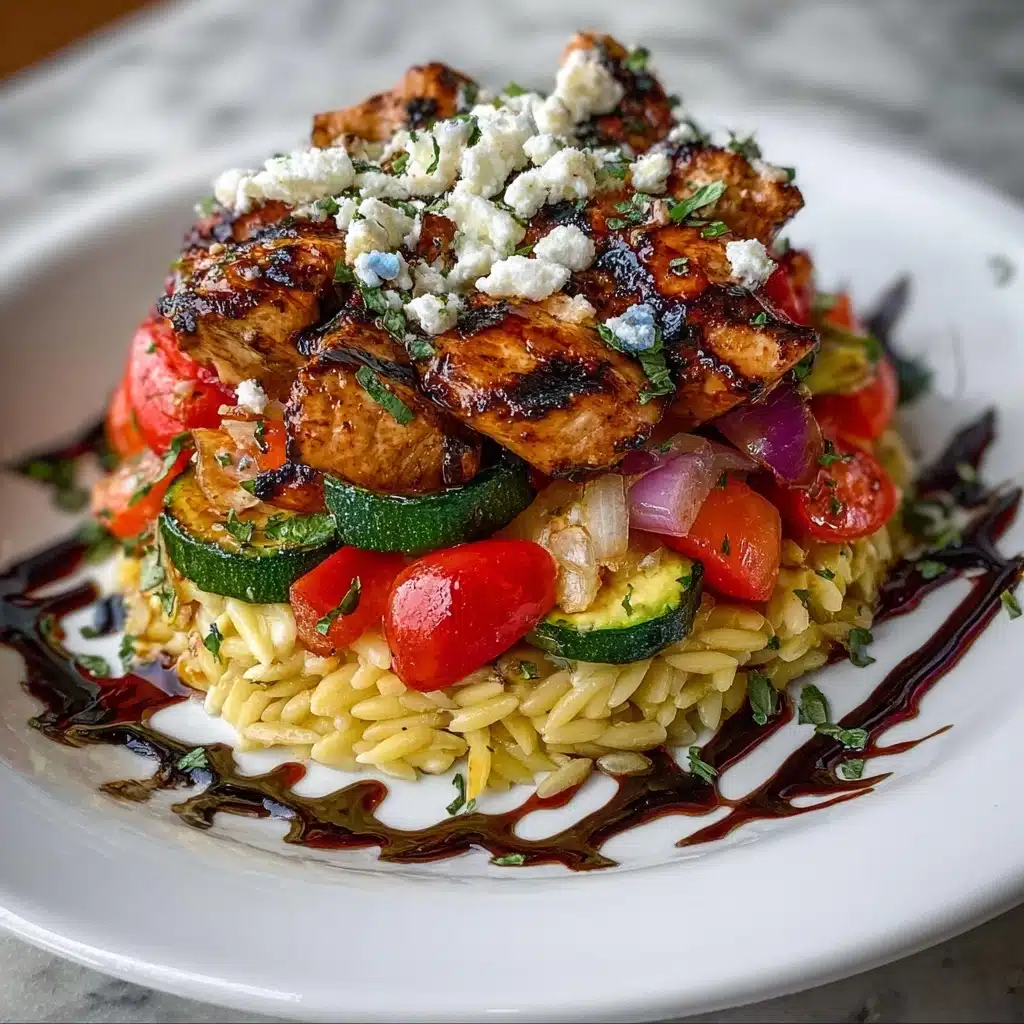Balsamic Chicken Orzo with Roasted Veggies & Goat Cheese Recipe - Recipe Image