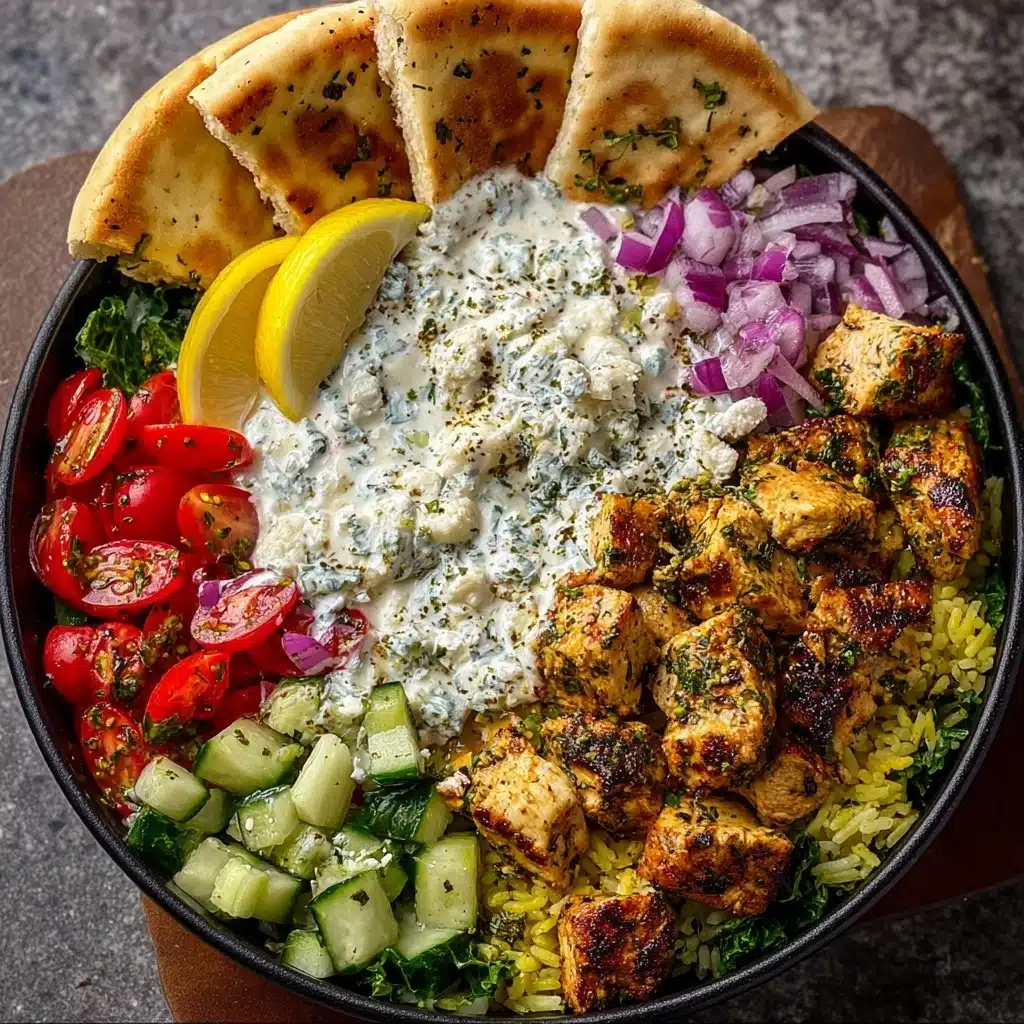 Mediterranean Chicken Pita Bowl with Creamy Feta Sauce Recipe - Recipe Image