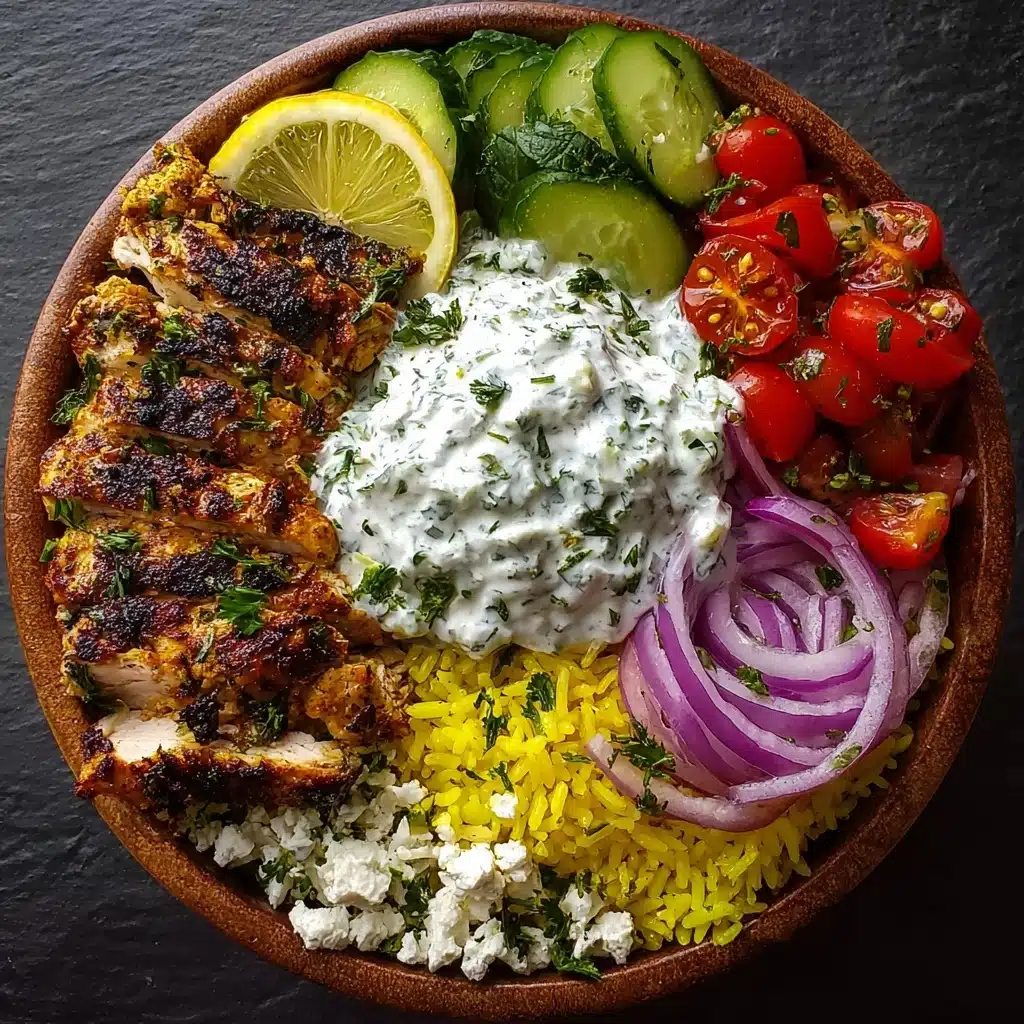 Greek Chicken Gyro Bowl with Roasted Garlic Tzatziki Feta Recipe - Recipe Image