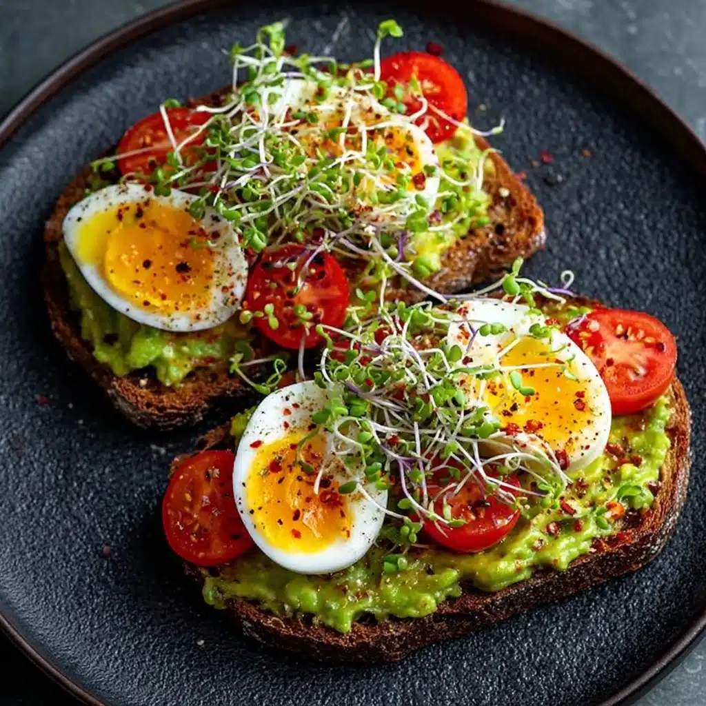 Avocado Tomato Microgreen Toast Recipe - Recipe Image