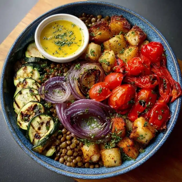Mediterranean Lentil & Roasted Veg Bowl Recipe