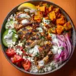 sh Veggies and Light Garlic Yogurt Sauce Recipe