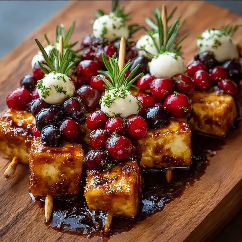Cranberry Brie Skewers with Rosemary Honey Glaze Recipe - Recipe Image