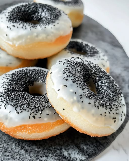 Black Sesame Mochi Donuts Recipe - Recipe Image