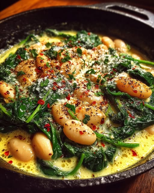 Creamy Spinach White Bean Skillet Recipe - Recipe Image