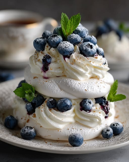 Earl Grey Blueberry Pavlova Towers Recipe - Recipe Image