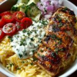 rzo Bowl with Tzatziki Feta Yogurt Sauce Recipe