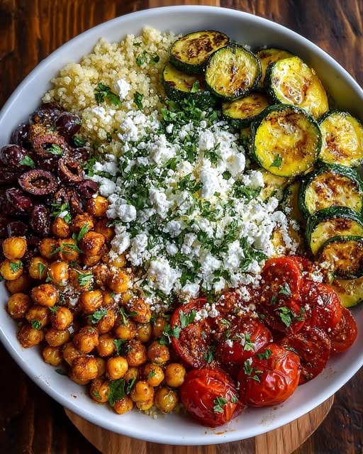 Crispy Chickpea & Zucchini Feta Bowl Recipe - Recipe Image