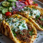 Greek Beef Gyro Wraps with Roasted Garlic Feta Sauce Recipe