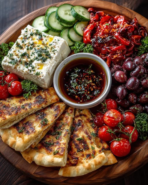 Greek Feta Board with Warm Pita Chips Recipe - Recipe Image