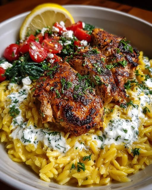 wl with Roasted Garlic Feta Yogurt Sauce Recipe - Recipe Image