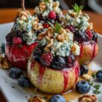 Baked Pears with Berries, Honey, Walnuts & Blue Cheese Recipe