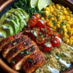 Honey Lime Chicken & Corn Avocado Quinoa Bowl Recipe