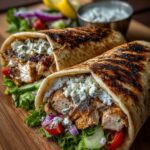Greek Chicken Wraps with Roasted Garlic Feta Sauce Recipe