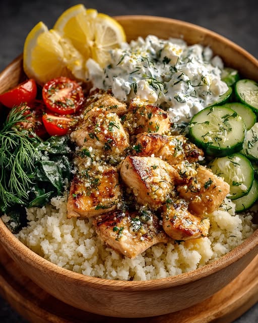 r Rice Bowl with Lemon Feta Yogurt Sauce Recipe - Recipe Image