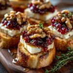 Warm Brie & Cranberry Walnut Crostini with Hot Honey Recipe